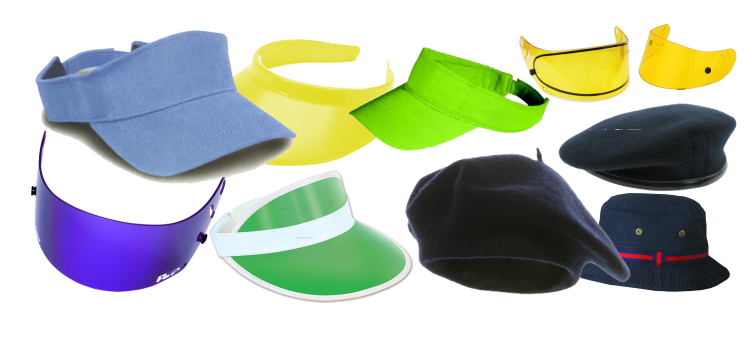 Sun visors, plastic sun visors, Navy caps, Guards Caps, Cotton Sun Visors, Bucket Hats, Berets, Navy berets 
